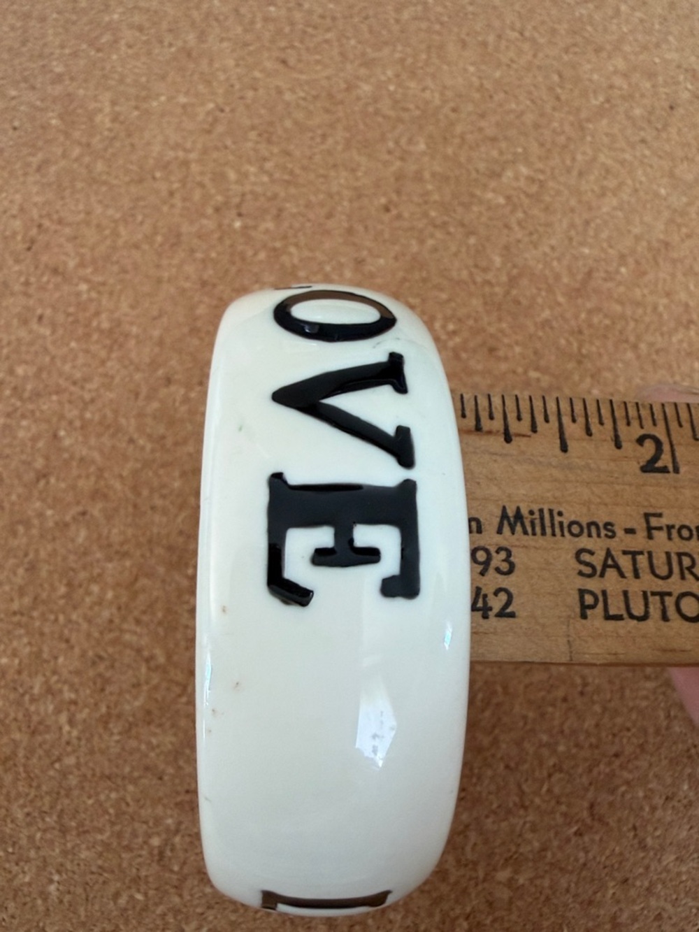 Cream Bangle Bracelet with Bold "LOVE" Text - Picture 5 of 6
